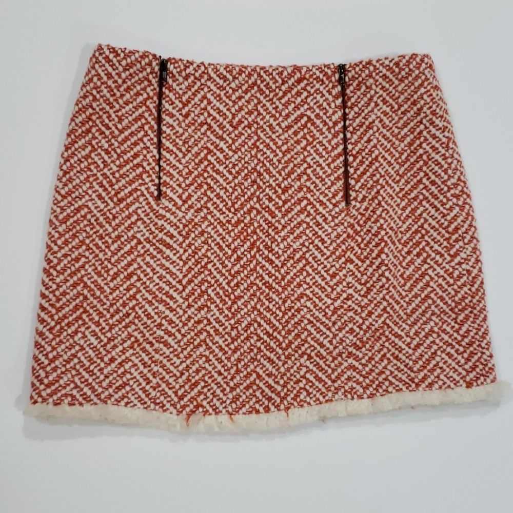 NWT Line & Dot Wool Blend Skirt with Fringe